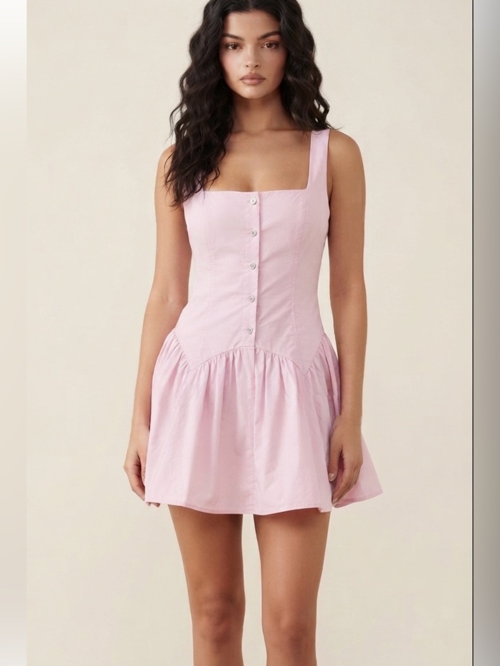 Peppermayo Genie Mini Dress Baby Pink 100% Cotton Fit & Flare Drop Waist Sz 6 - Picture 5 of 17